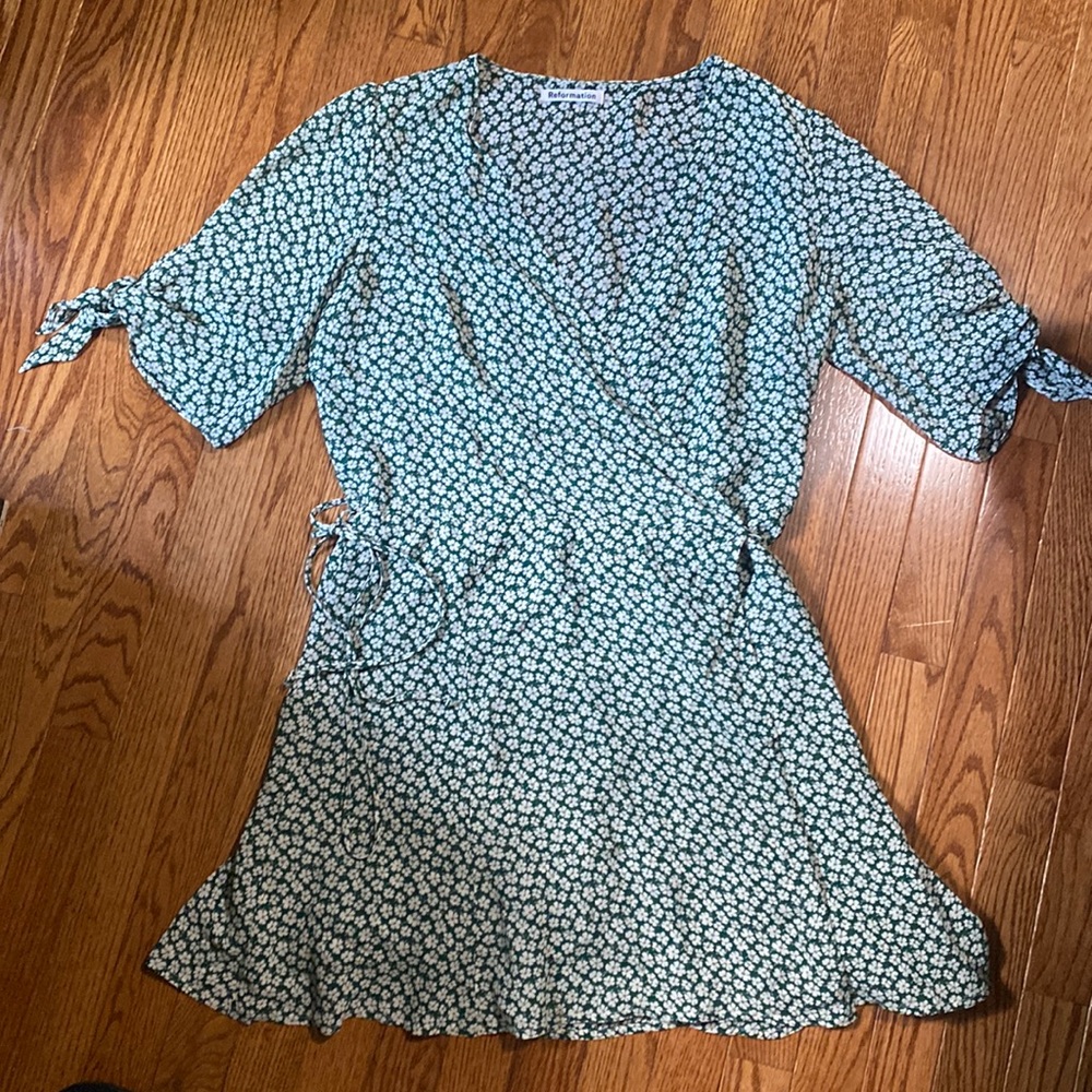 Reformation floral wrap dress